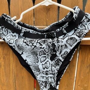 Gray/Blueish/ Black Snake Print Bikini Bottom